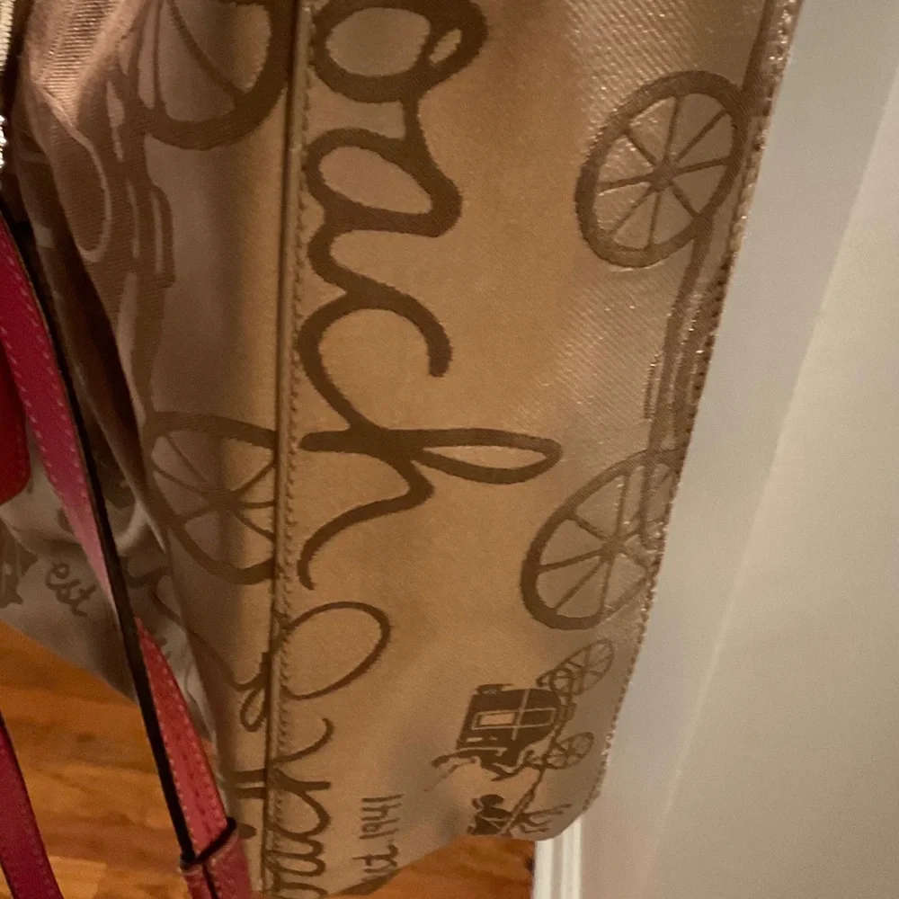 Coach Carriage Tan Tote with Pink Accents - Picture 5 of 10